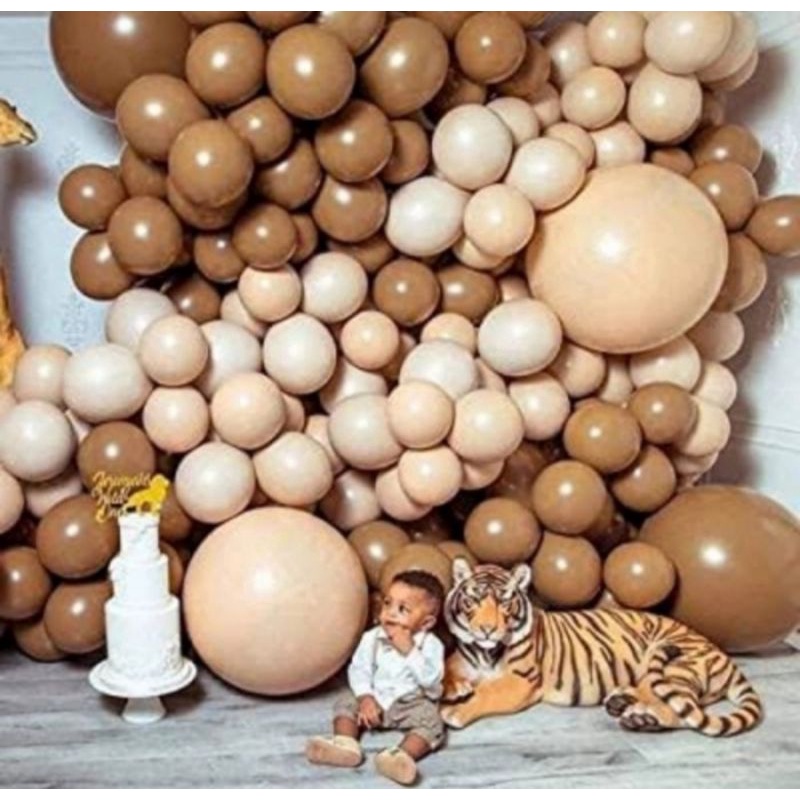 Jual balon latex warna krem coklat muda coklat tua cream retro vintage