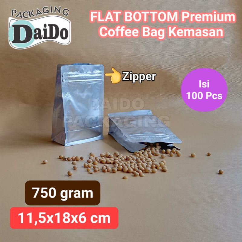 Jual Isi Pcs Flat Bottom Silver Gram Premium Coffee Bag Kemasan Kopi Pouch Shopee