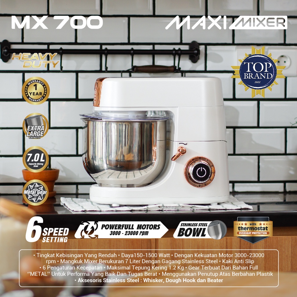 Jual MITO Stand Mixer MX700 Pengaduk Adonan Kue 7L Maxi Mixer Shopee