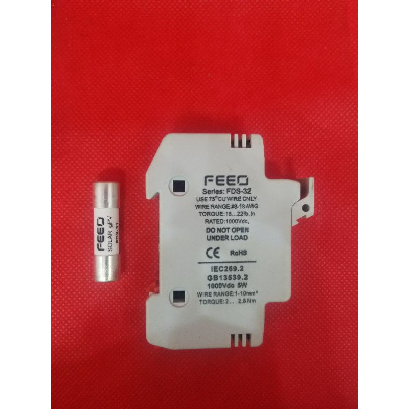 Jual MCB DC fuse link + holder 1000v 15A FDS32 FEEO original panel