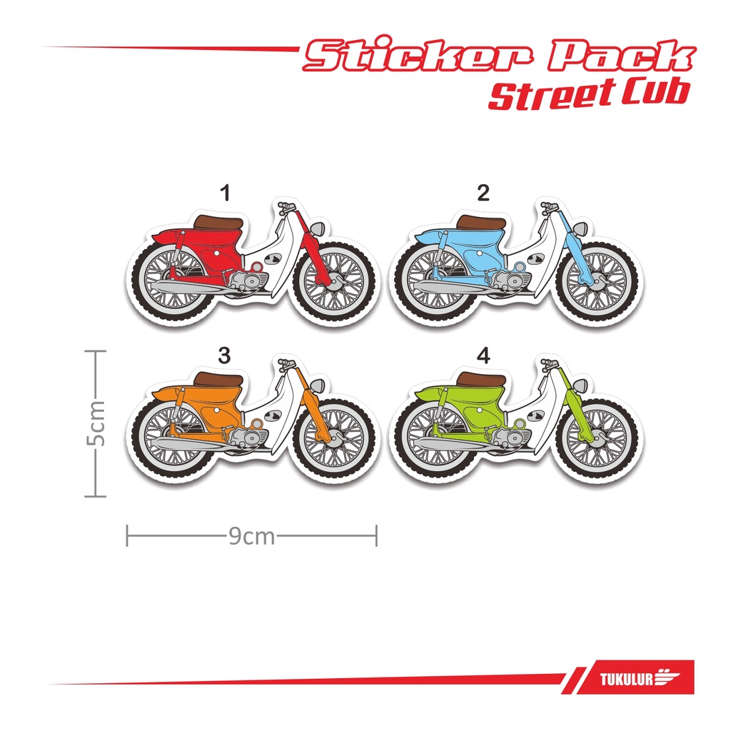 Jual 4 PCS | STICKER PACK MOTOR JADUL HONDA STREETCUB CLASSIC | 005 ...