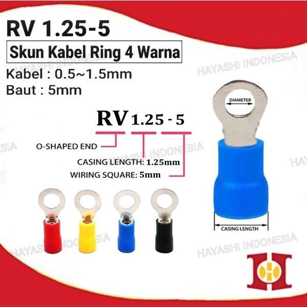 Jual Terminal Kabel Sekun Skun Ring O Bulat Cable Lug Isolasi Rv