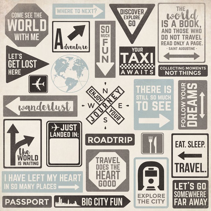 Jual Kertas Scrapbook uk. 30x30 cm Travel - P2103a_SignPosts | Shopee ...