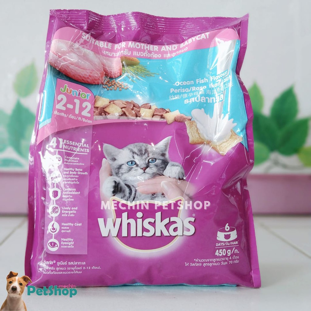 Jual WHISKAS JUNIOR OCEAN FISH FLAVOR WITH MILK 450gr Shopee Indonesia