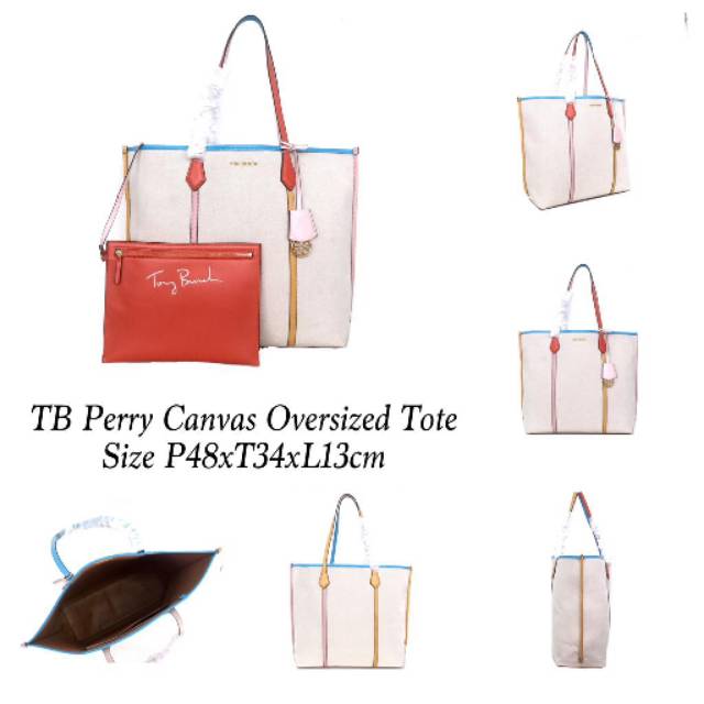Jual Tory Burch Perry Canvas Oversized Tote Shopee Indonesia
