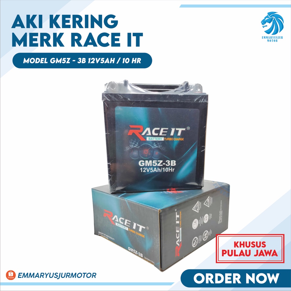 Jual AKI GM5Z-3B RACE IT FULL KERING TURBO CHARGE BATTERY GT6A YB5LB