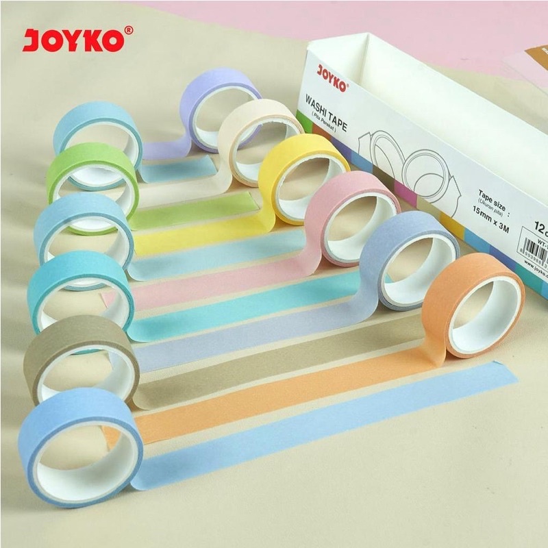 Jual (PERSET) Washi Tape Pita Perekat Selotip Kertas Warna Joyko WT-100 ...