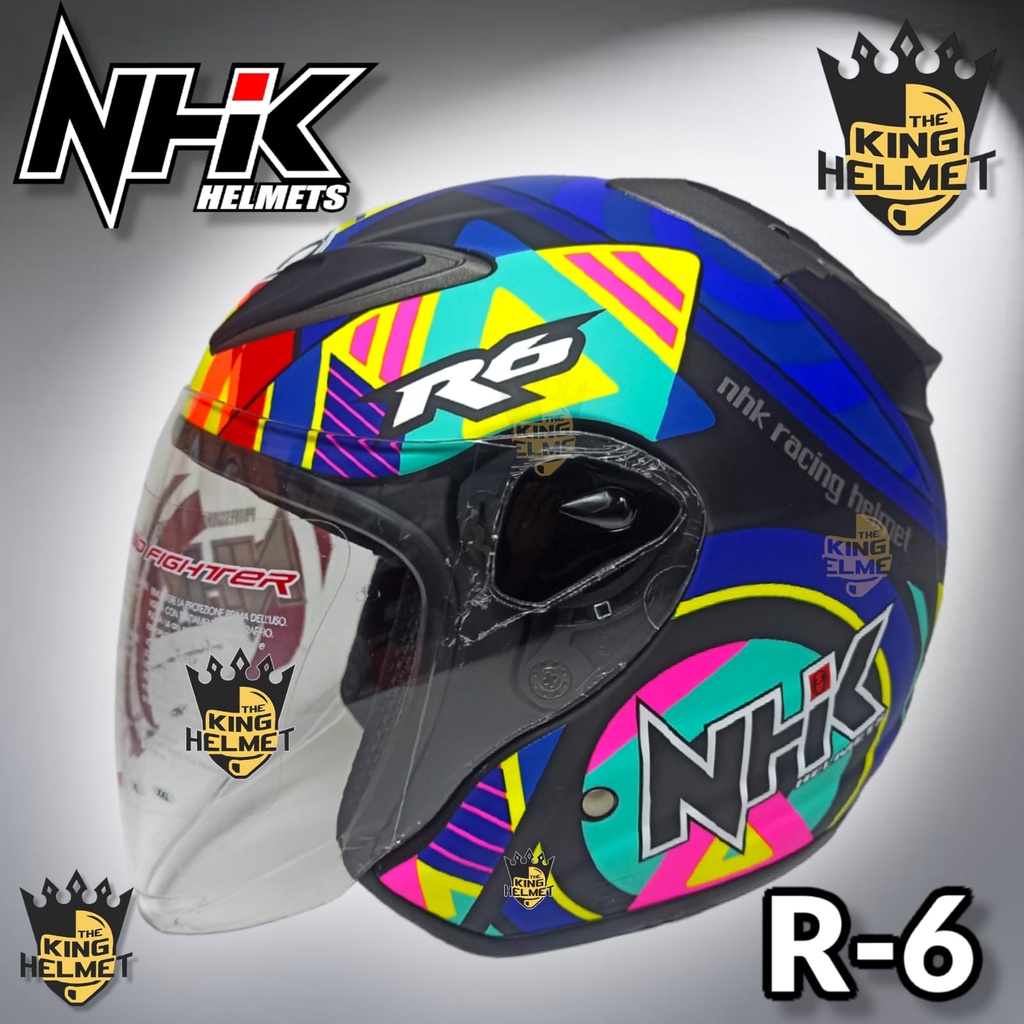Jual HELM NHK R6 MOTIF PIGMENT BLACK DOFF SINGLE VISOR HALF FACE SNI ...