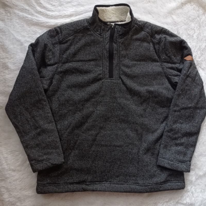 Jaket Orvis Men's Brighton sherpa lined 1/4 Zip pullover sweater tebal  bahan bulu