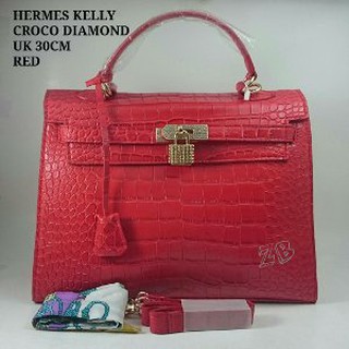 Hermes Kelly Croco Glossy, Olshop Fashion, Olshop Wanita di Carousell