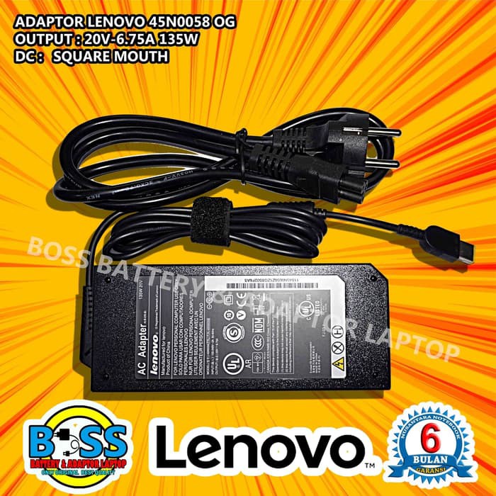 Alimentatore caricabatterie per Lenovo, 135W / 20V / 6,75A / connettore rettangolare