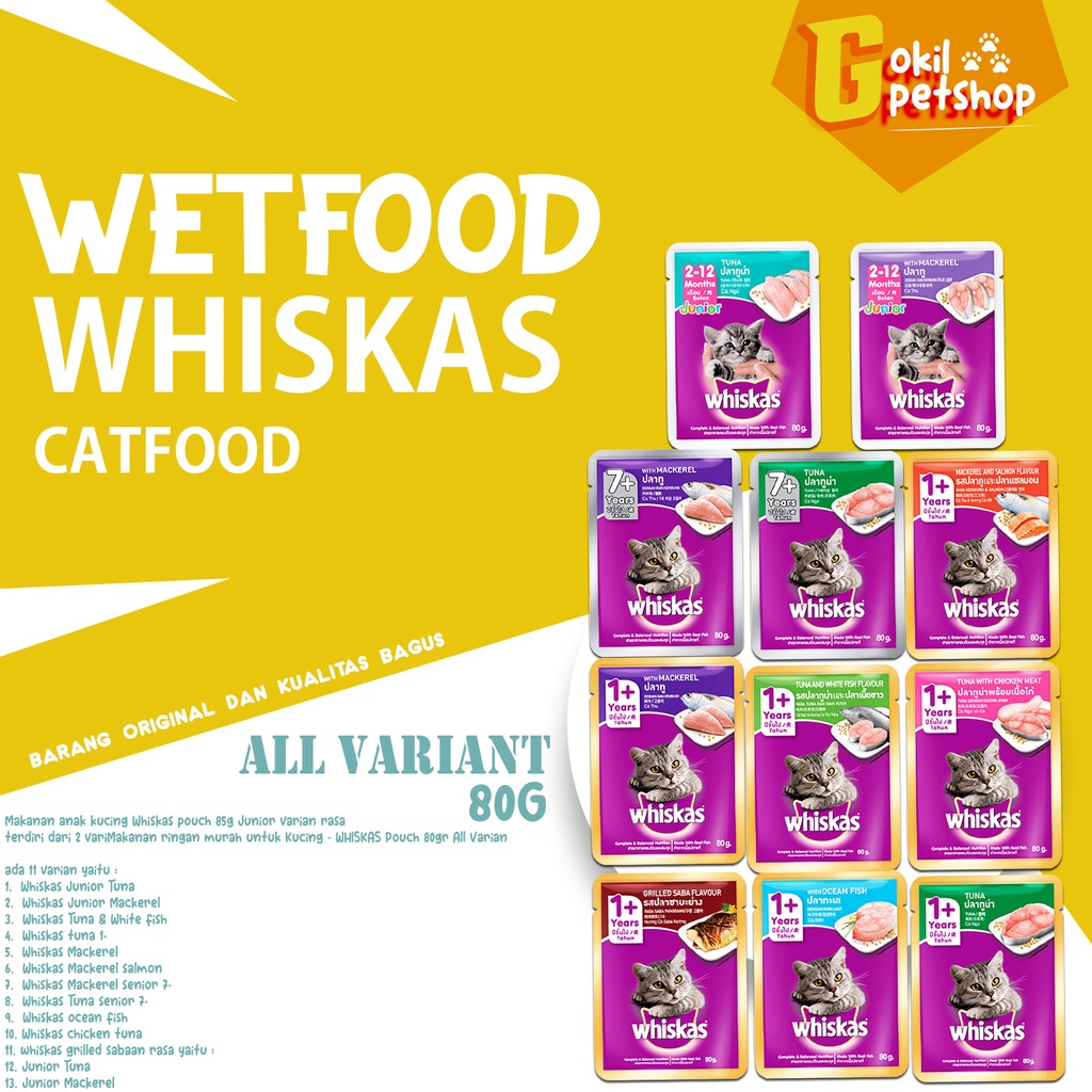 Jual WHISKAS Pouch 80g All Varian rasa Makanan basah kucing premium dan murah Shopee Indonesia
