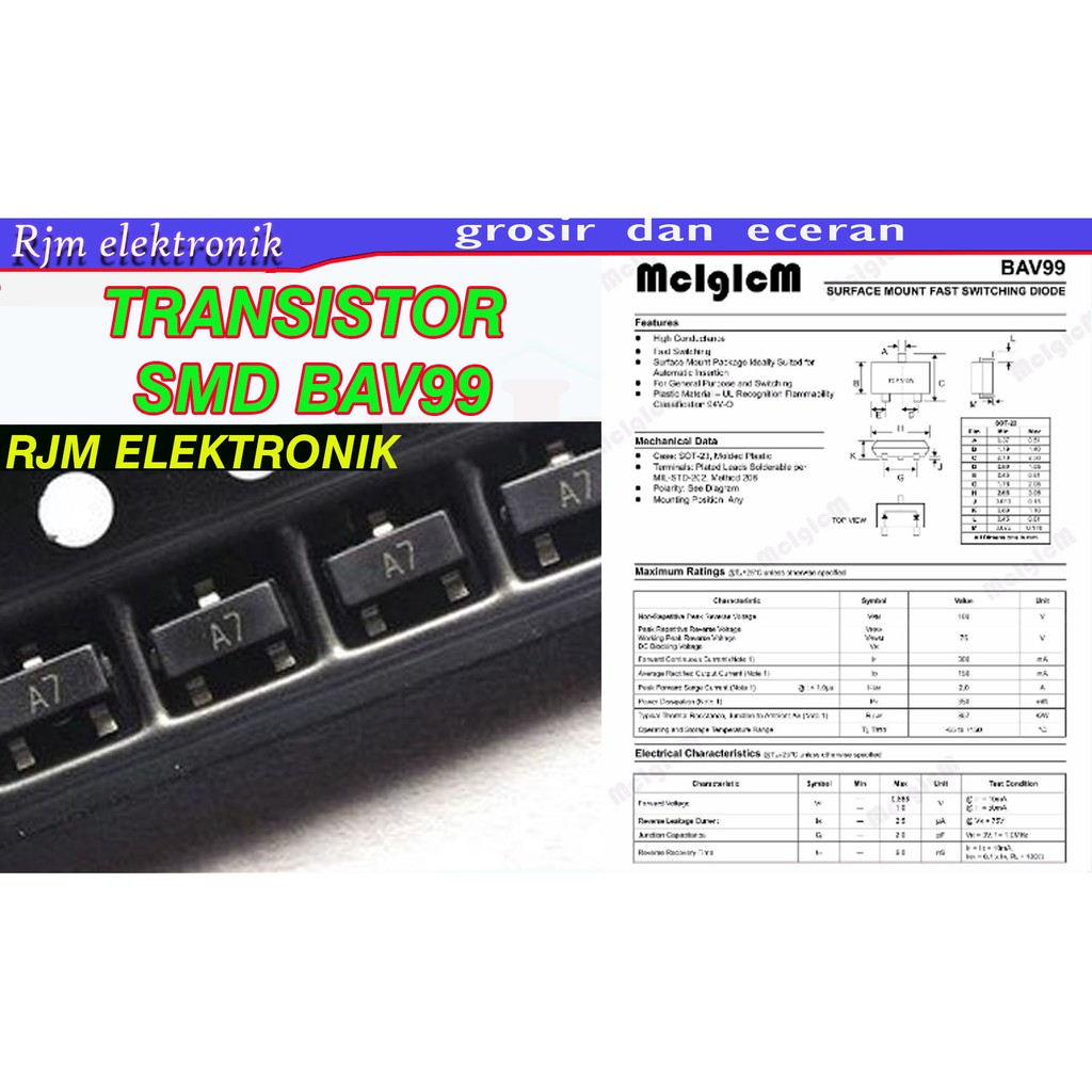 Jual 10 pcs transistor smd bav99 A7 | Shopee Indonesia