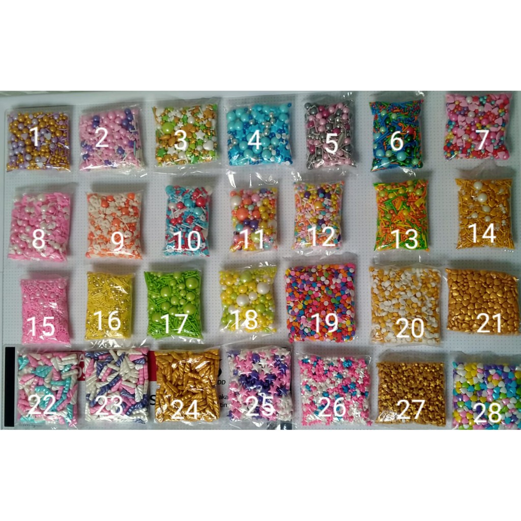 Jual Springkel sprinkel trimix hiasan kue tart cupcake mix campur hati ...