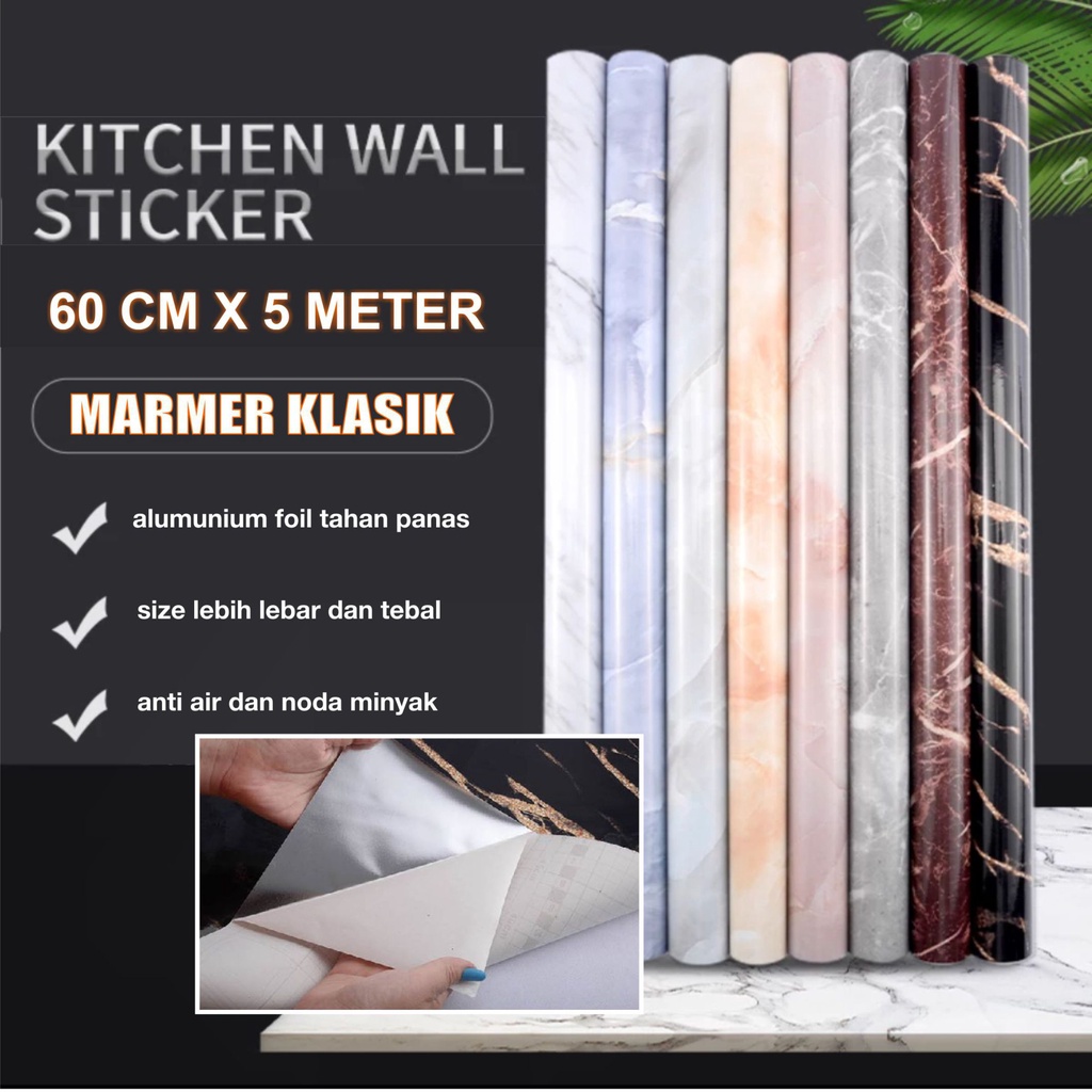 Jual sticker motif marmer klasik 60 cm x 5 meter anti air minyak dan ...