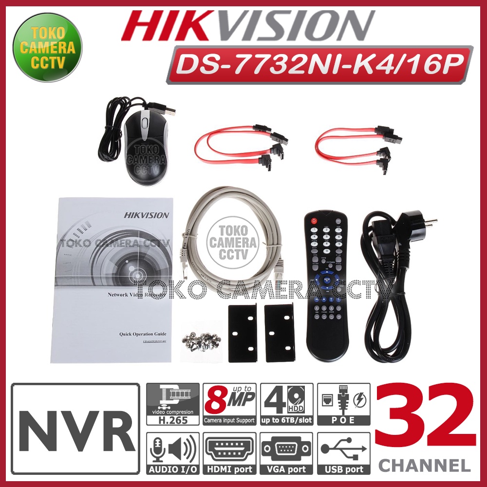 Jual NVR HIKVISION 32 CHANNEL HIKVISION DS-7732NI-K4/16P POE NVR HIKVISION  32CH Shopee Indonesia
