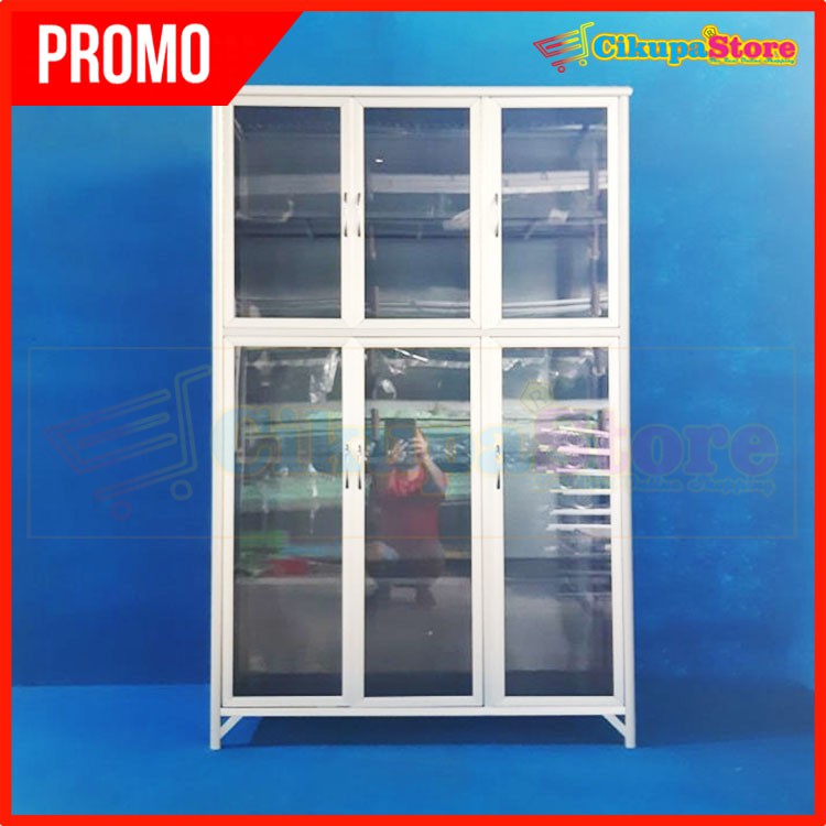 Jual Lemari Rak Sebaguna 3 Pintu 5 Susun Kaca Riben Ukuran 106 x 38 x ...