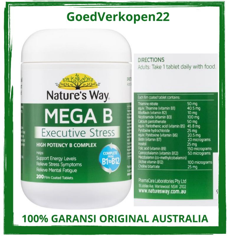 Jual Nature's Way Mega B 200 Tablets - VITAMIN B - NATURES WAY MEGA B ...