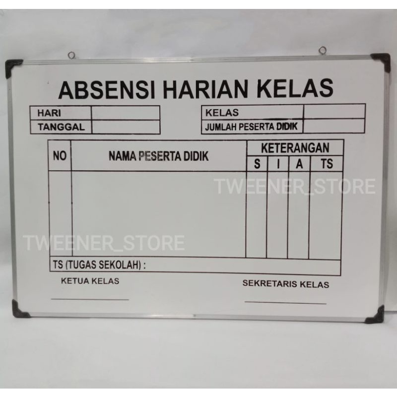 Jual [Uk.50x70] Papan Tulis Absensi Harian Kelas Sekolah| Whiteboard ...