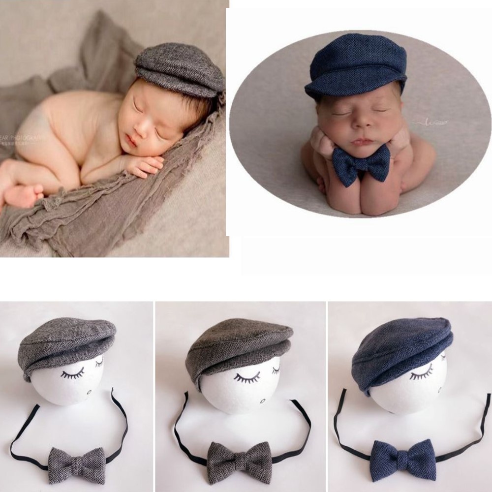 Jual Set Topi + Dasi Baby NewBorn Boy Photo Bayi Foto Set Properti