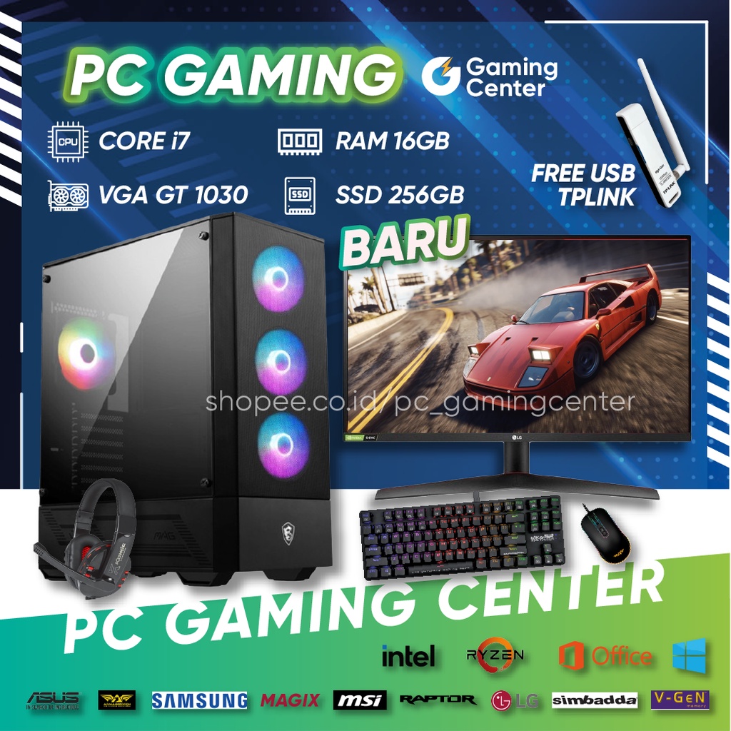 Jual PC GAMING DESAIN EDITING i7 FULLSET RAM 16GB VGA GT 1030 SSD 256GB ...