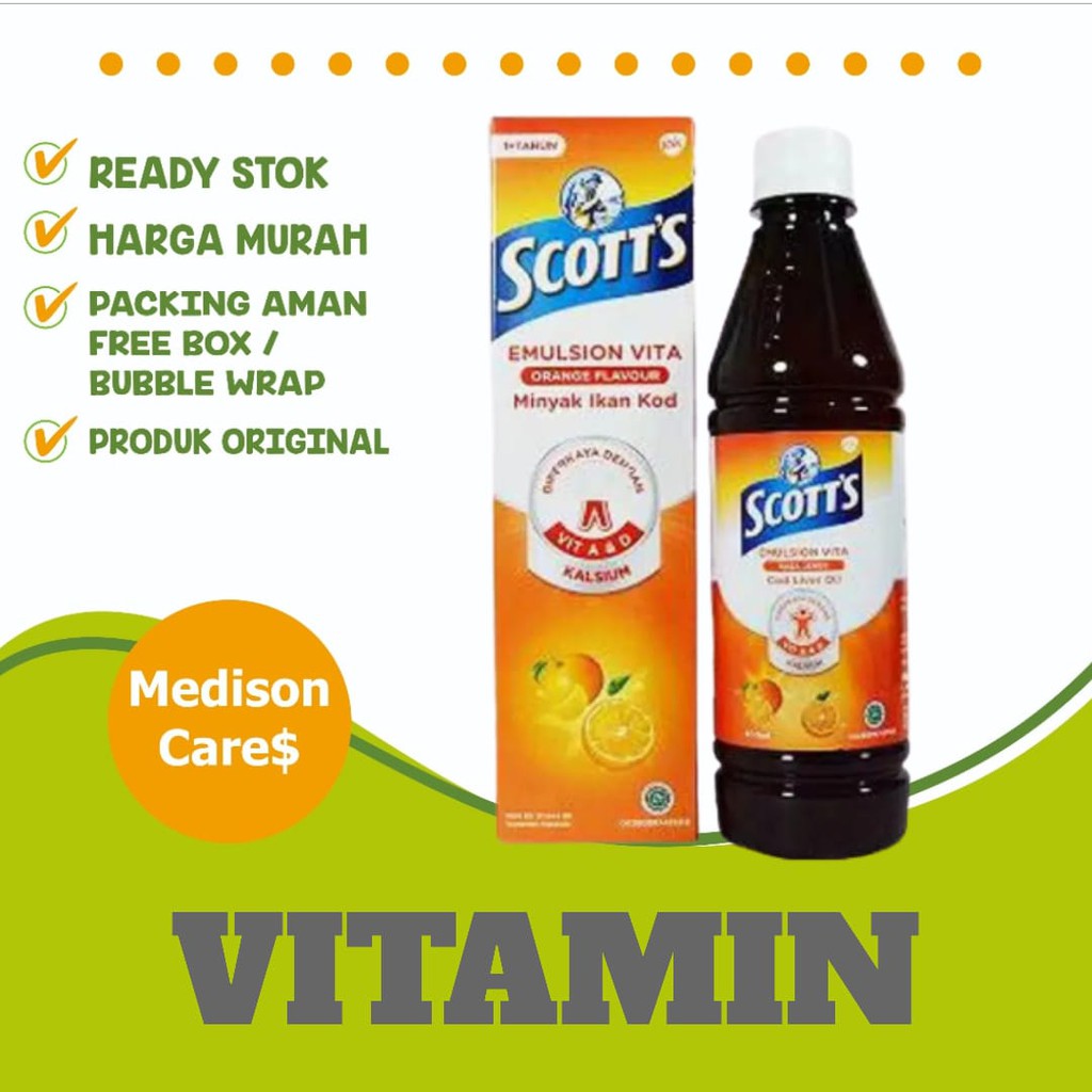 Jual scott emulsion vita rasa jeruk orange 200 ml scotts | Shopee Indonesia