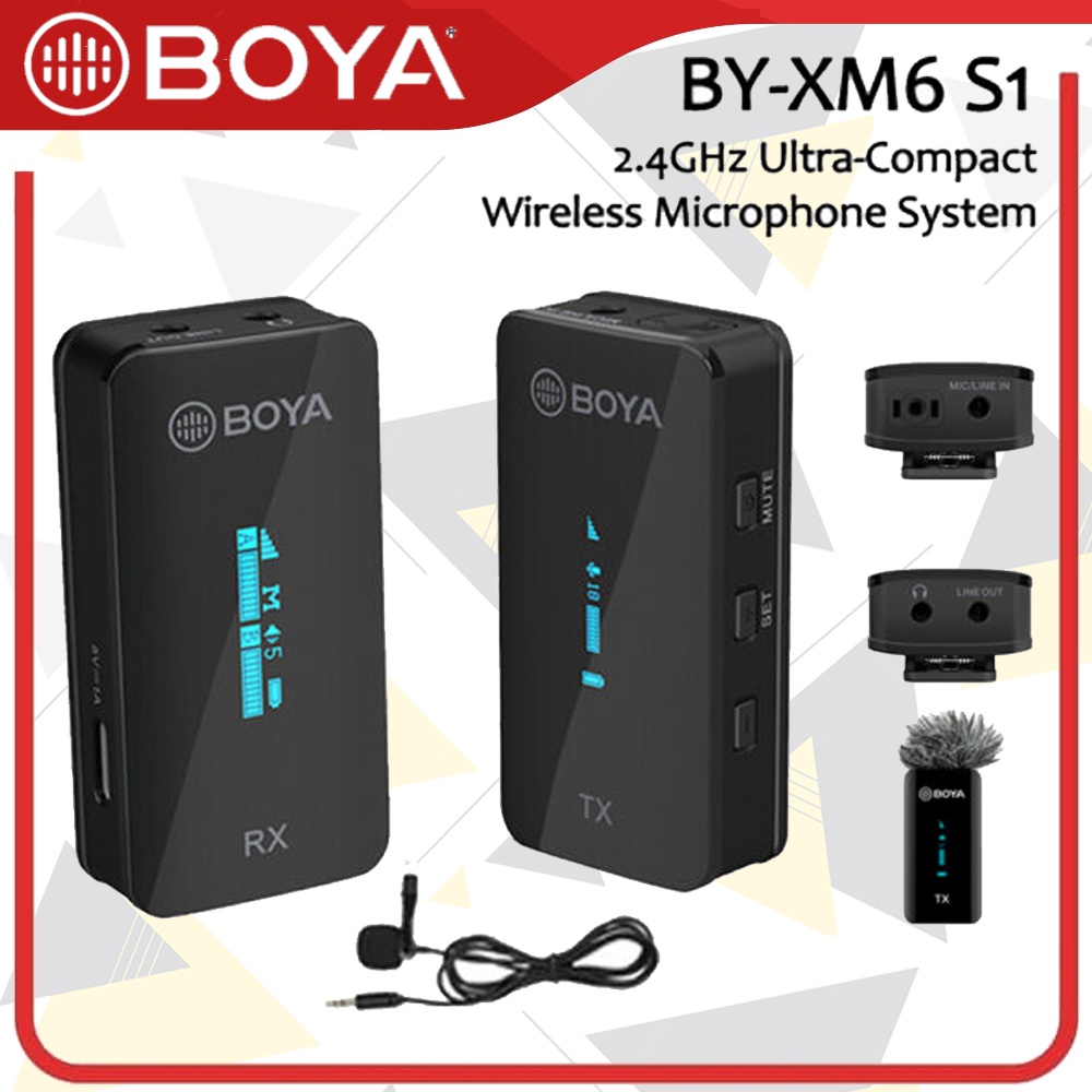 BOYA BY-XM6 S1 Microphone Cravate Sans Fil 2.4GHz OLED - Micro Lavalier Rechargeable Pour Reflex, IPhone, Android, Vlog & Interview