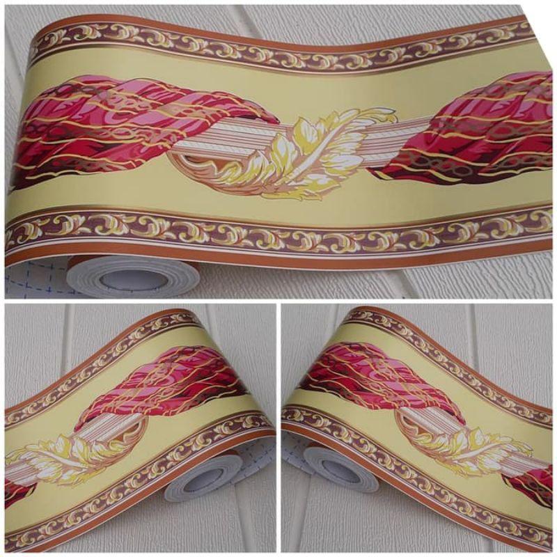 Jual Wall Border Lis Border Sticker Kuning Merah 10m x 10cm | Shopee ...