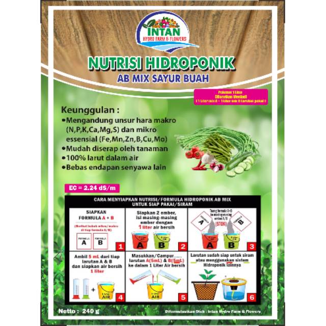 Jual Nutrisi Hidroponik (AB MIX) Sayuran Buah (Pekatan 1 Liter ...