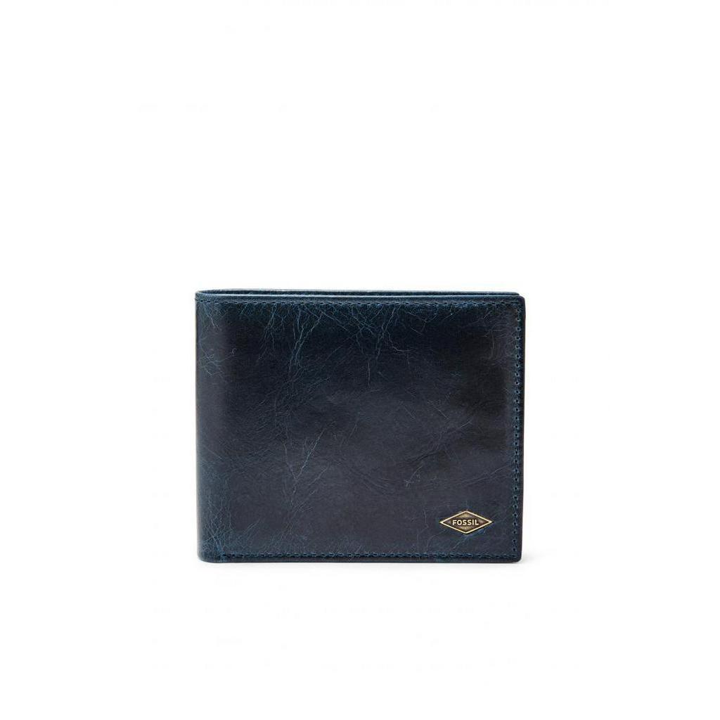 Jual Fossil Ryan RFID Large Coin Pocket Bifold Navy Dompet Pria