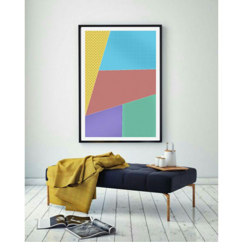 Jual Lukisan dinding minimalis gambar abstrak geometri warna warni home