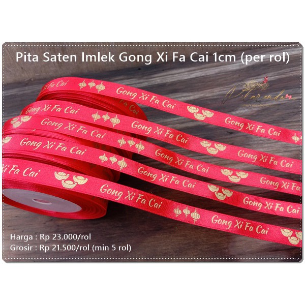 Jual Gimlk Pita Saten Imlek Gong Xi Fa Cai Cm Per Rol Shopee Indonesia