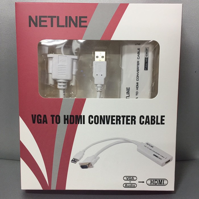 Jual Conventer VGA To HDMI Converter Netline | Shopee Indonesia