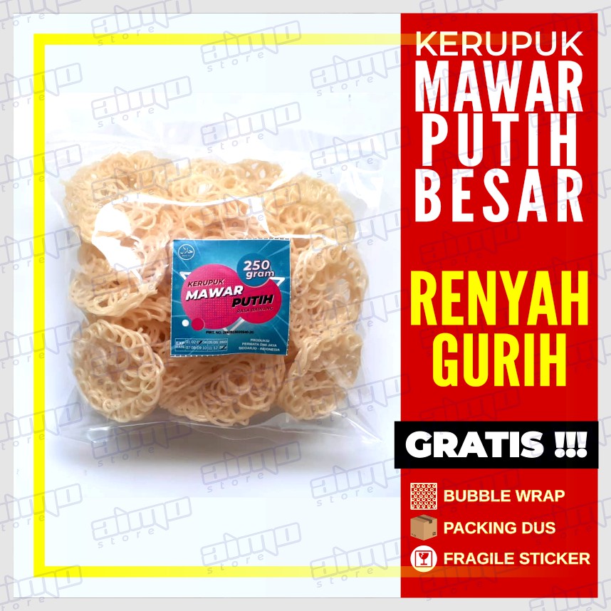 Jual Kerupuk Mawar Putih Besar Krupuk Rantai Rasa Bawang Uyel Putih