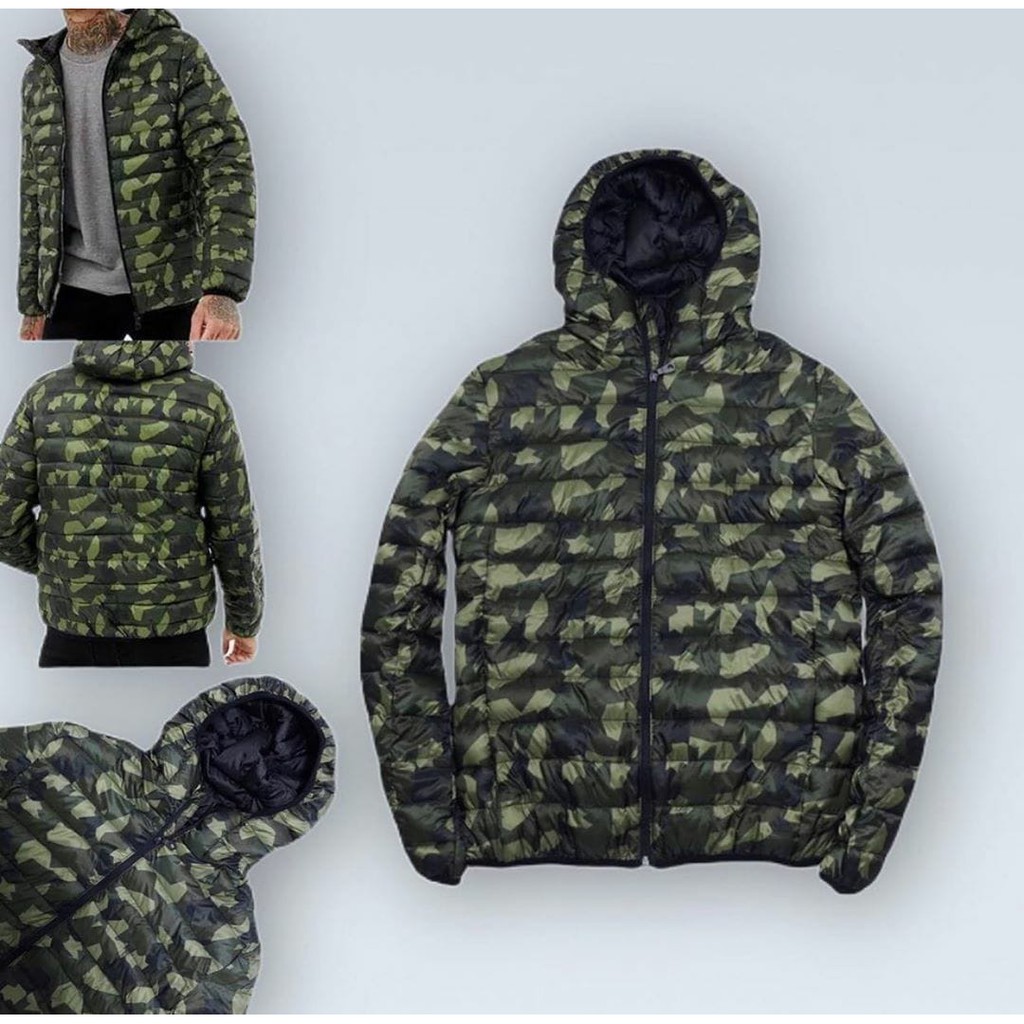 Jual PULL n BEAR Jaket Winter Camo ORIGINAL Men Quilted Padded Jacket ARMY ORI Branded Shopee Indonesia