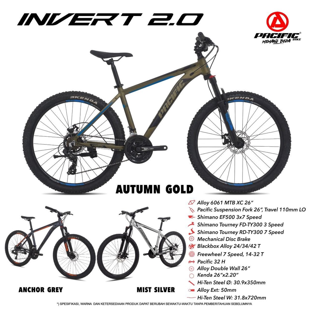 Jual Sepeda Gunung Pacific Invert 2.0 Alloy 7 speed SHIMANO MTB ...