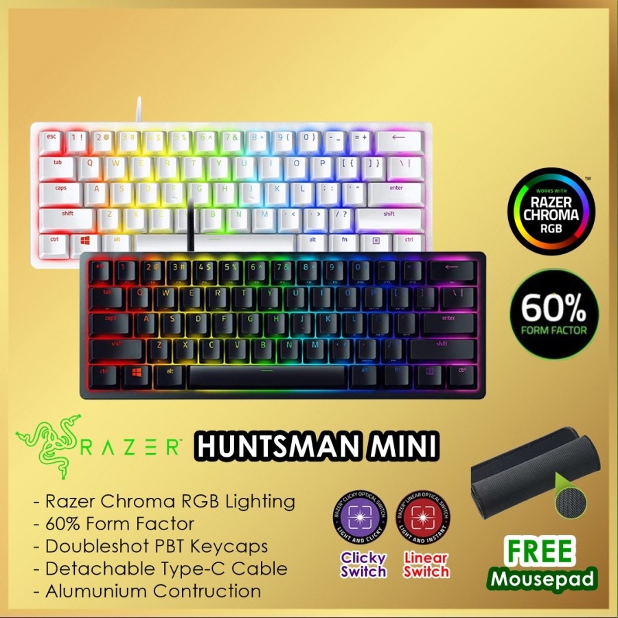 Jual Razer Huntsman Mini Mercury 60 Optical Gaming Keyboard Shopee Indonesia 4170
