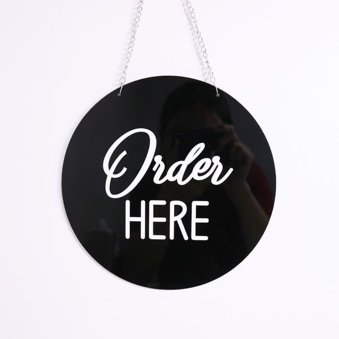 Jual Sign Order Here Akrilik Round Black Sign Board Acrylic Modern Shopee Indonesia 2762