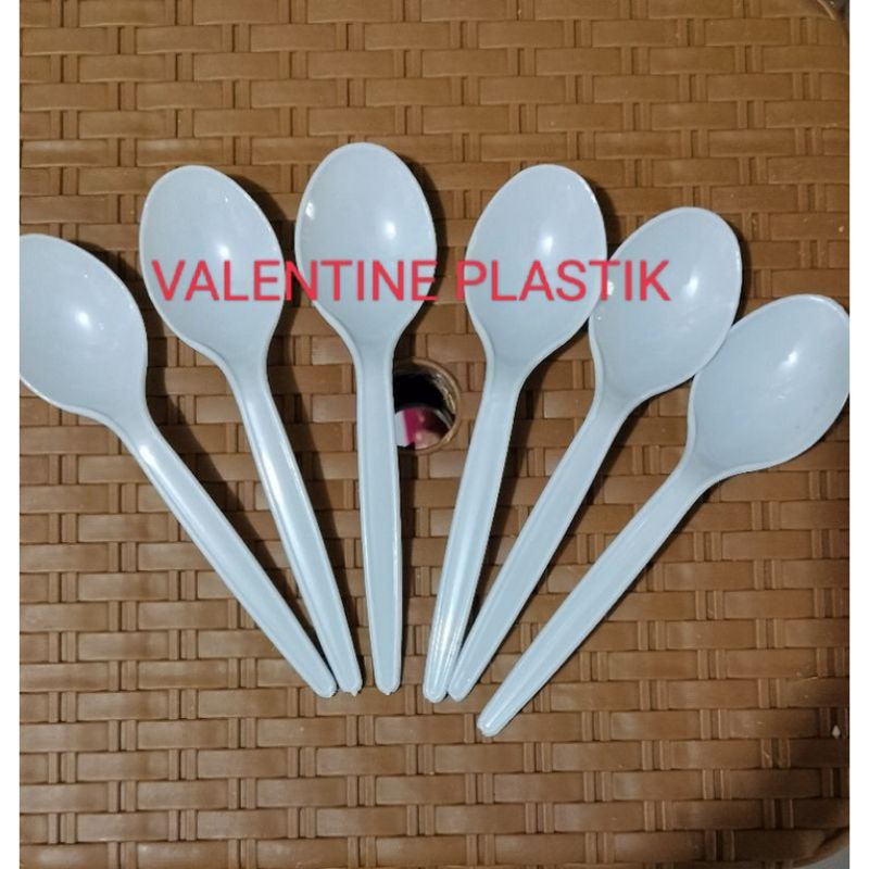 Jual Sendok Makan Plastik Panjang Warna Bening Hitam Putih Isi 25pcs