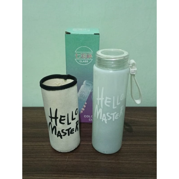Jual Botol Minum Hello Master Kaca + Pouch | Shopee Indonesia