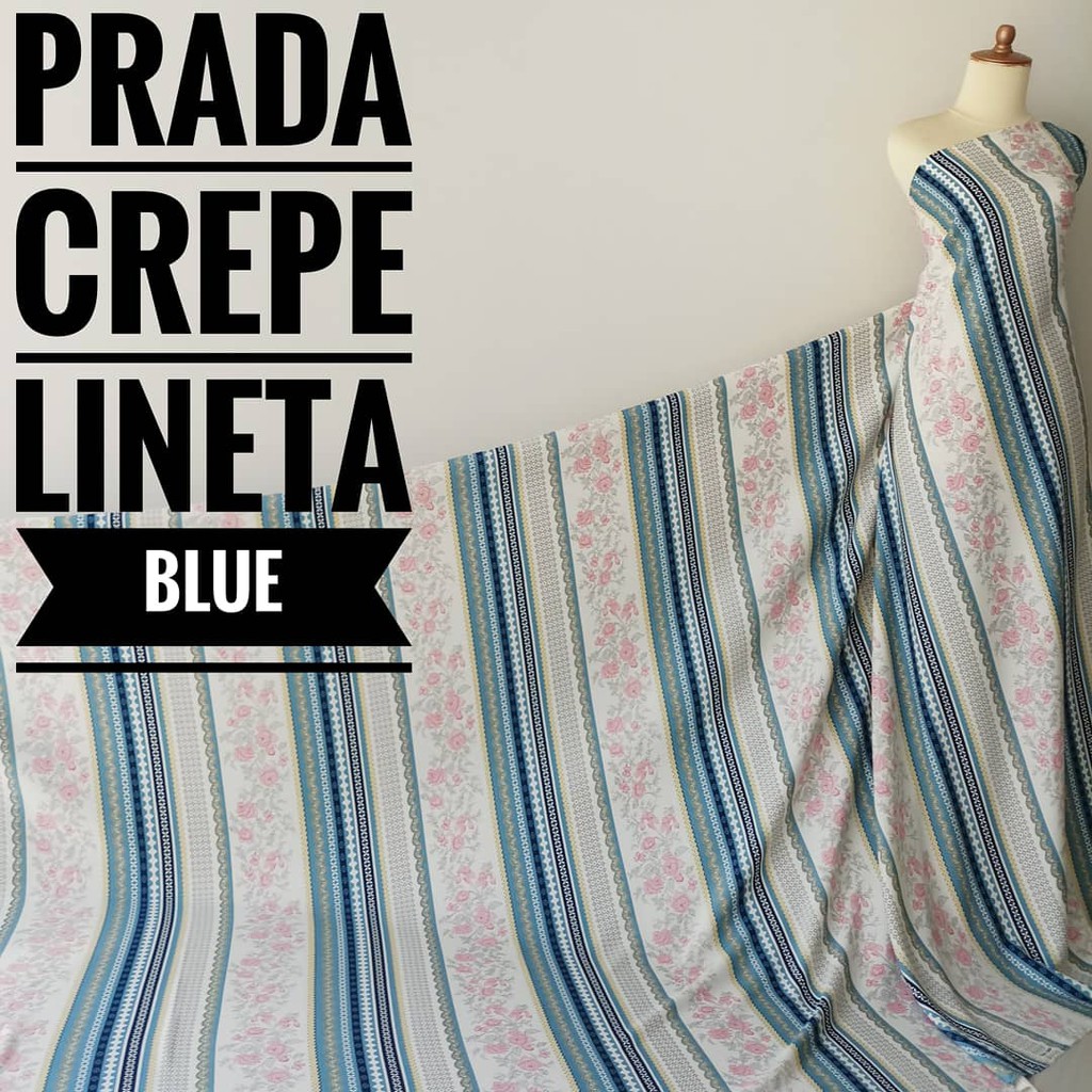Jual Kain Meteran Prada Crepe Lineta Blue (0.5M) | Shopee Indonesia