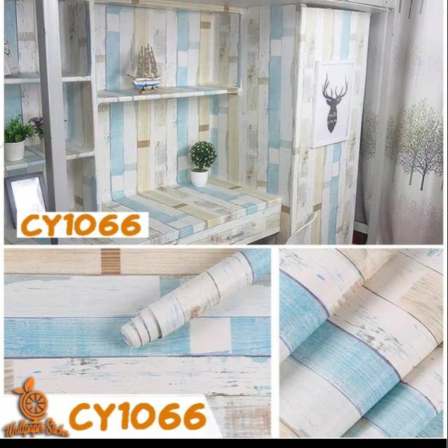 Jual WALLPAPER DINDING 45cm x 10m || Kayu Rustic Biru | Shopee Indonesia
