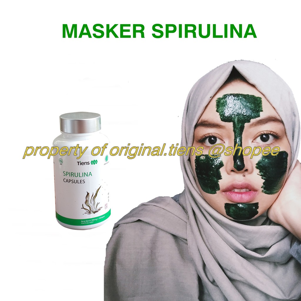 Jual (COD) TIENS MASKER SPIRULINA HERBAL ISI 100 KAPSUL PER BOTOL SEGEL