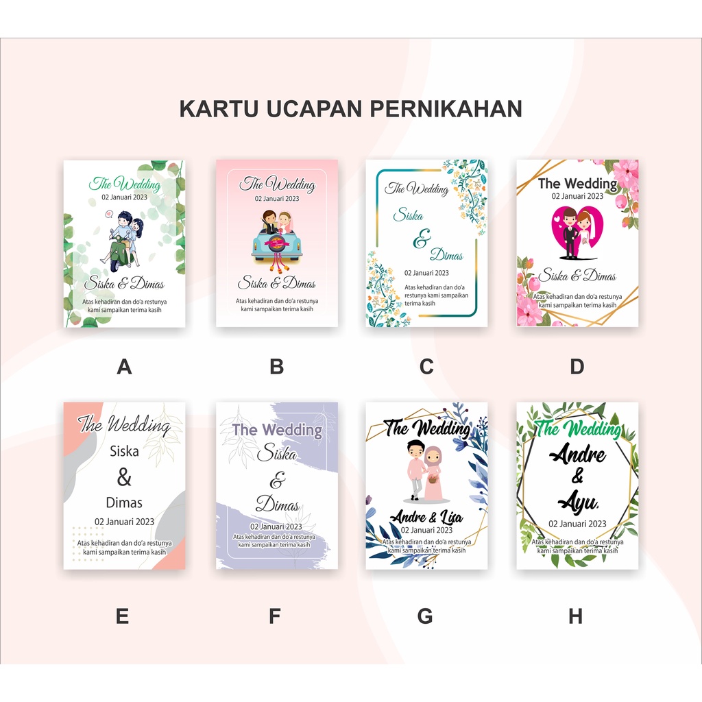 Jual Kartu Ucapan Souvenir Pernikahan /Kartu Ucapan Terima Kasih