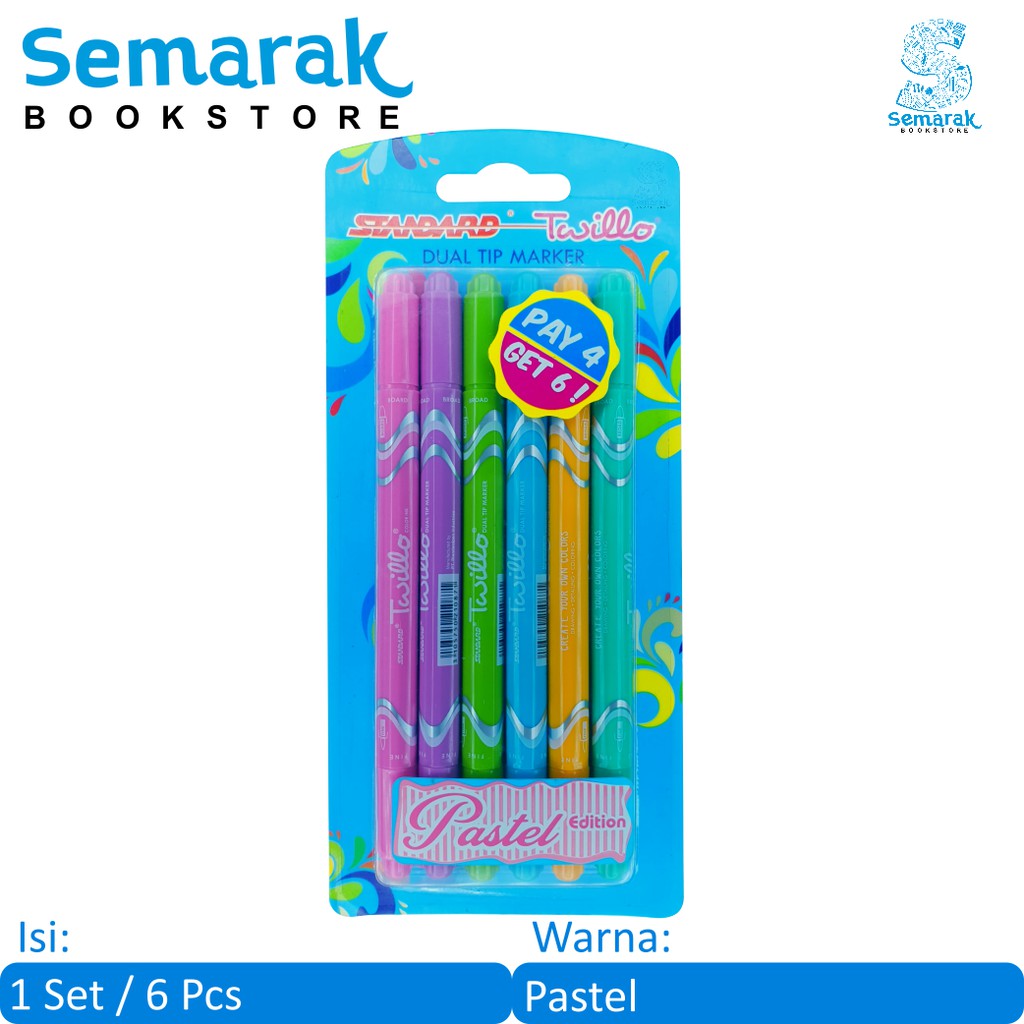 Jual Pulpen Dan Spidol Warna Standard Twillo Dual Tip Pastel Edition