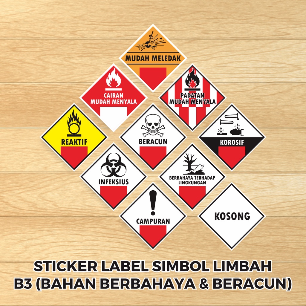 Jual Label Sticker Anti Air Vinyl Simbol Limbah B3 Stiker Bahan Berbahaya Dan Beracun 15 X 15 Cm 3244