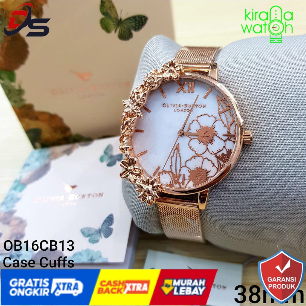 Jual jam wanita Olivia Burton OB16CB13 Abstract Floral Rosegold Mesh Strap Shopee Indonesia