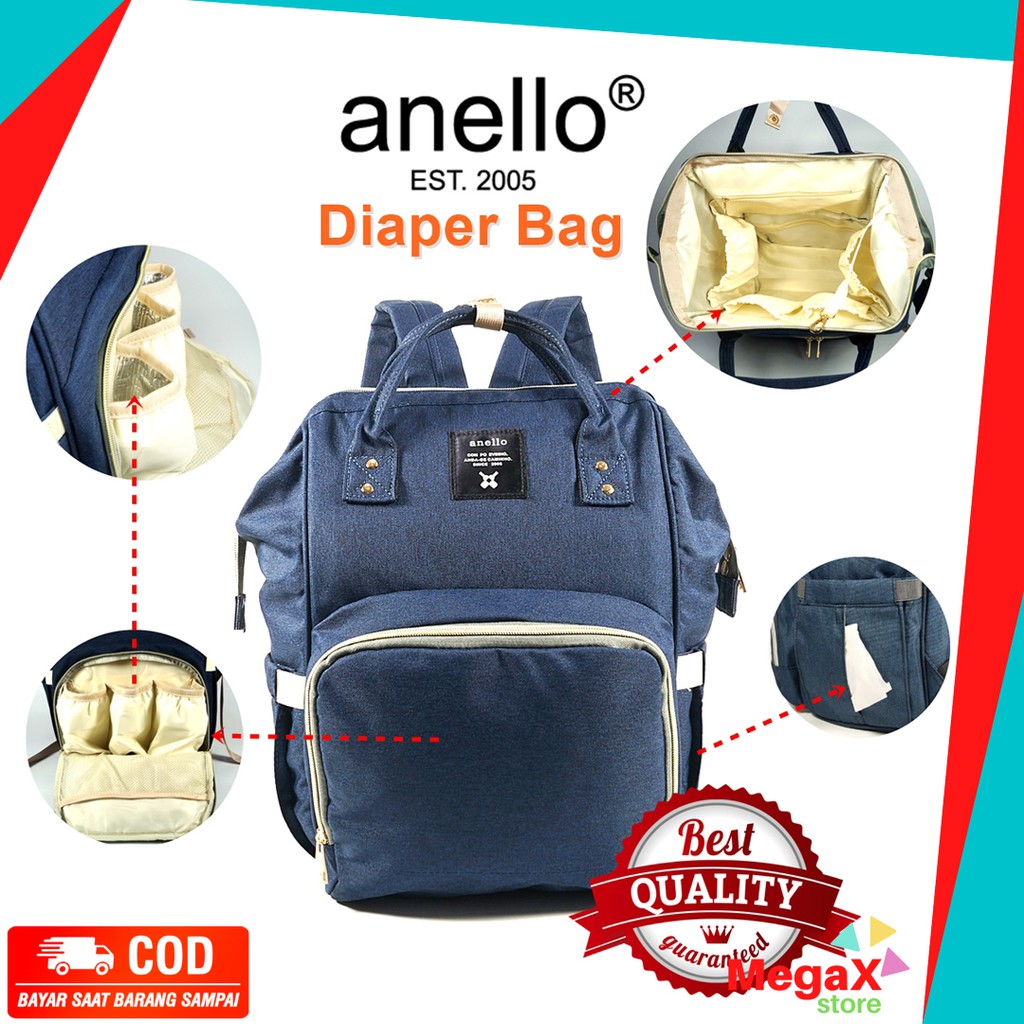 Jual ANELLO DIAPER BAG TAS RANSEL BAYI TAS DIAPERS DILAPISI ALUMINIUM FOIL DAN USB PORT 5728 Shopee Indonesia