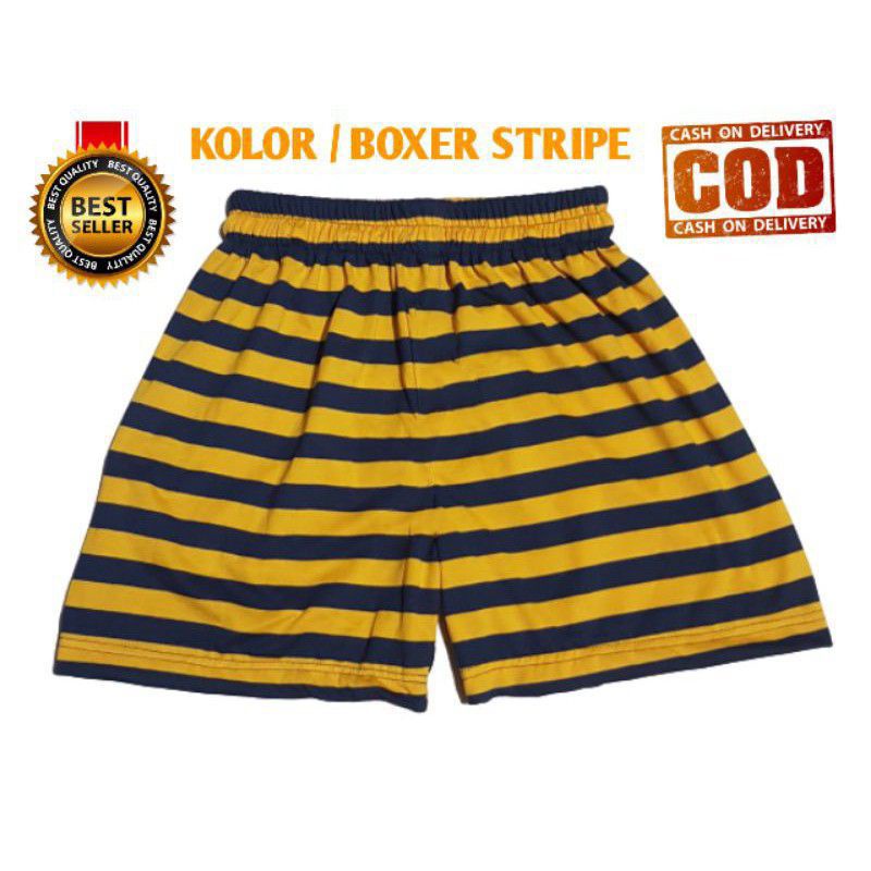 Jual BOXER CELANA PANTAI PENDEK KATUN CVC SALUR STRIPE HITAM KUNING ...