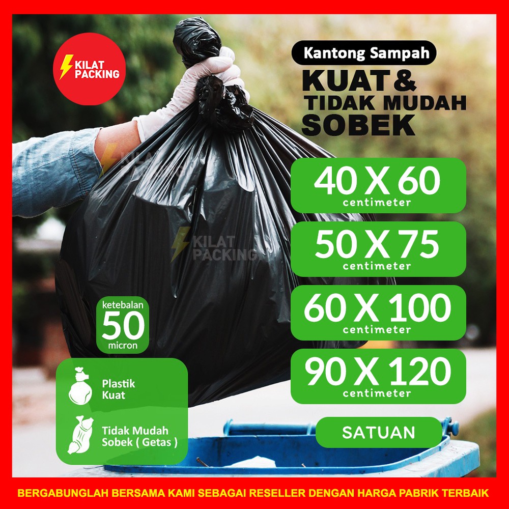 Jual Plastik Sampah Trash Bag Kantong Plastik Sampah Kresek Sampah Hitam Aneka Ukuran 5127